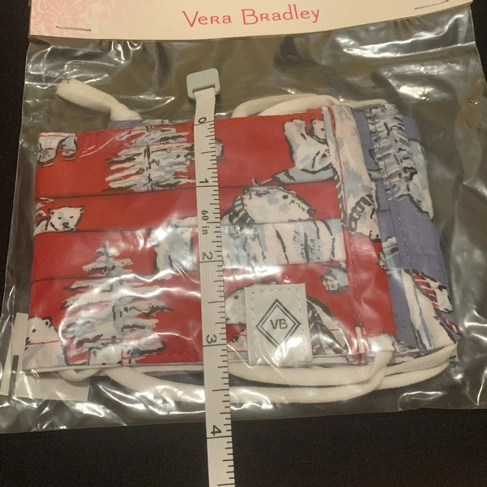 NWT Vera Bradley Polar Bear Beary Merry Red Cotton Face Mask Set of 2